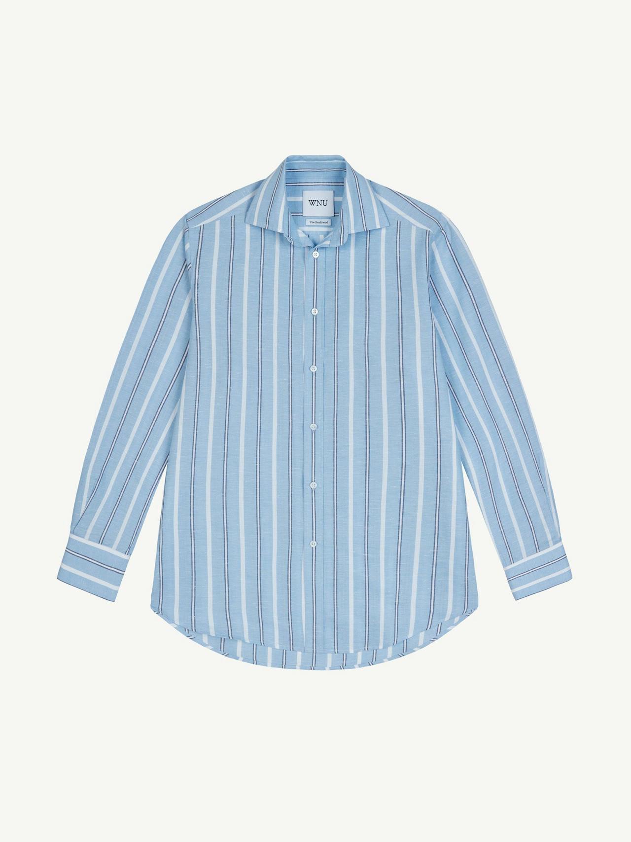 The Boyfriend weave blue multistripe shirt