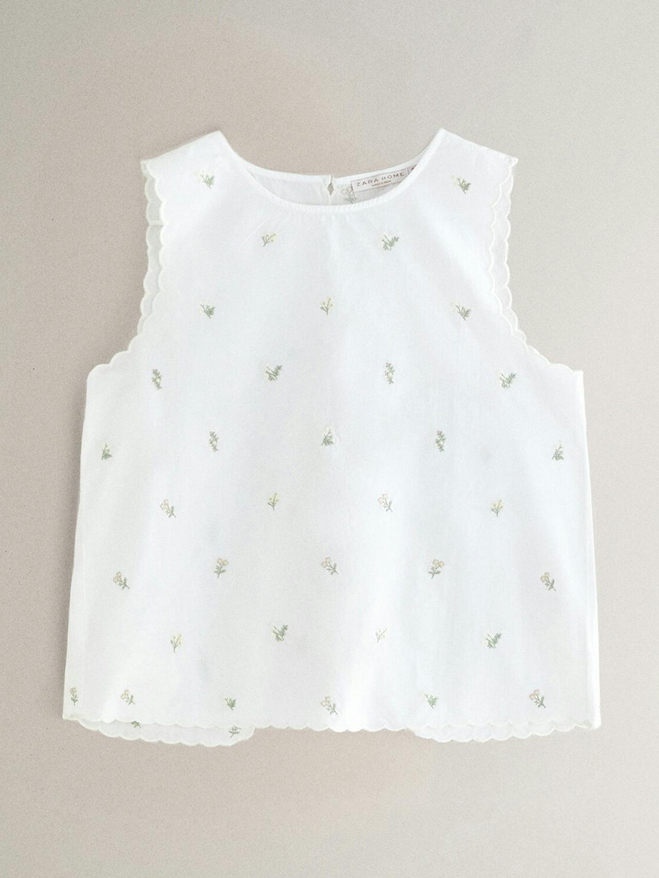 White embroidered pyjama top