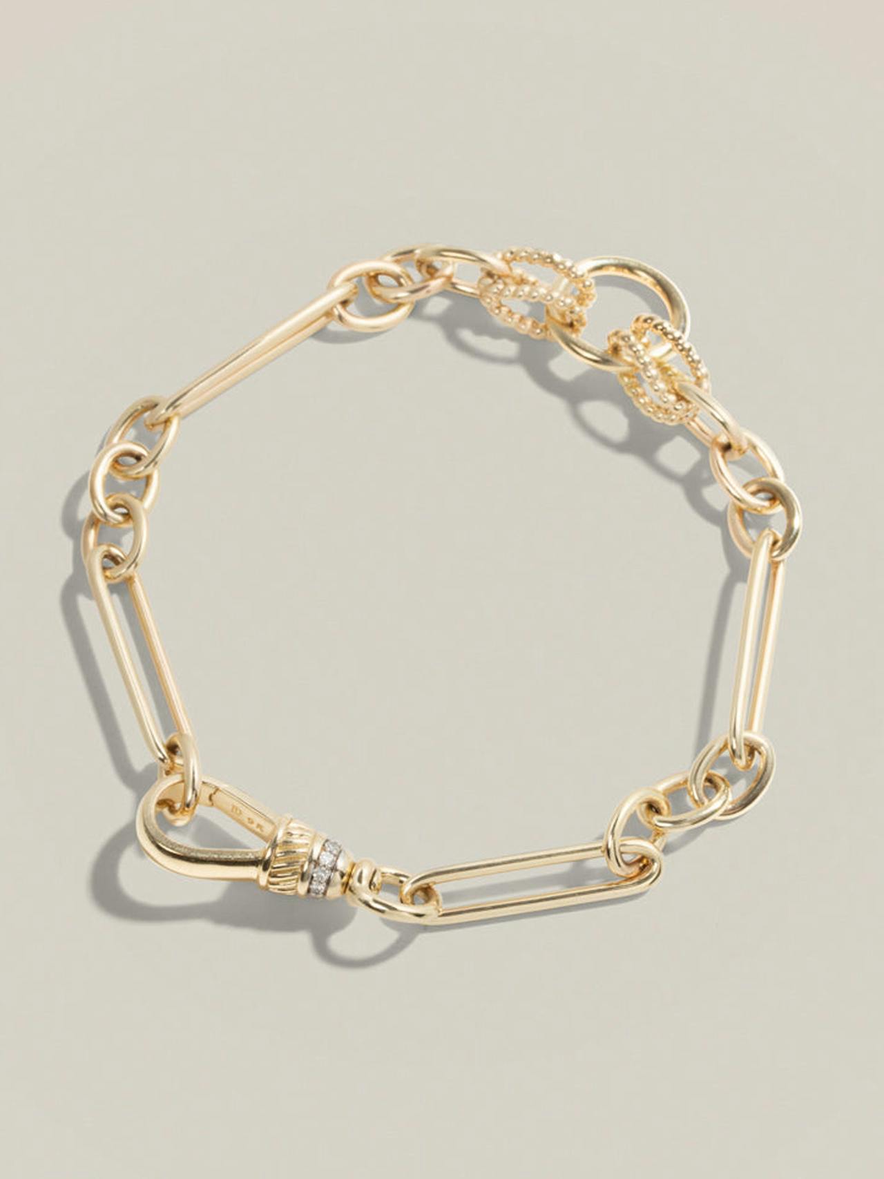 Trombone link gold bracelet