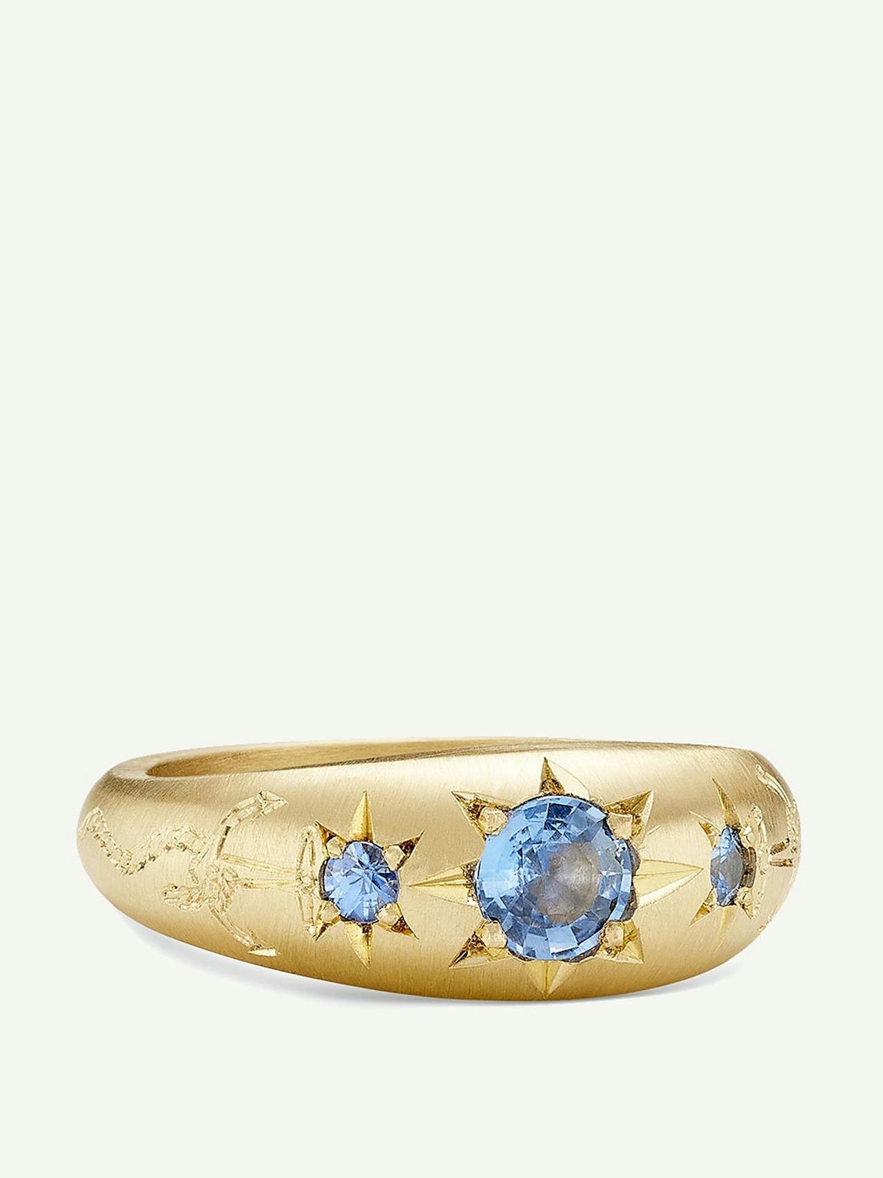 18kt gold and blue sapphire Anchored Forever ring