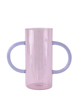 Double the fun. Spruce up your homeware collection with this borosilicate glass vase that comes in pink/purple or clear glass. Collagerie.com