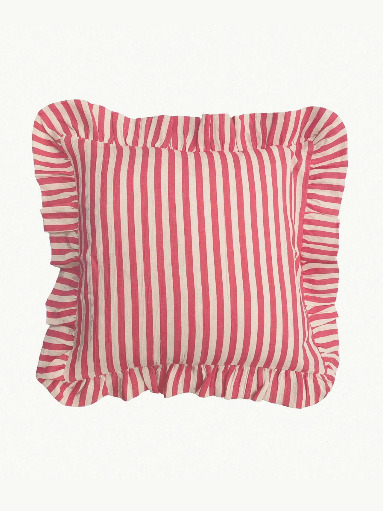 Cherry red candy stripe cushion cover