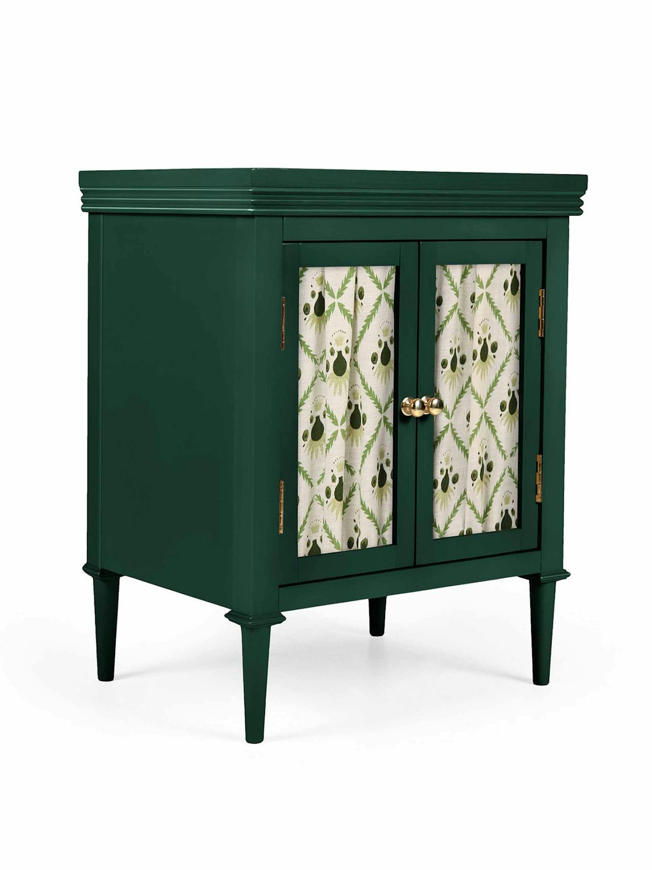 Forest green beside cabinet
