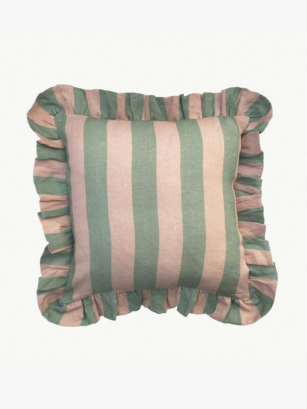 Sage and blush wide stripe cushion cover