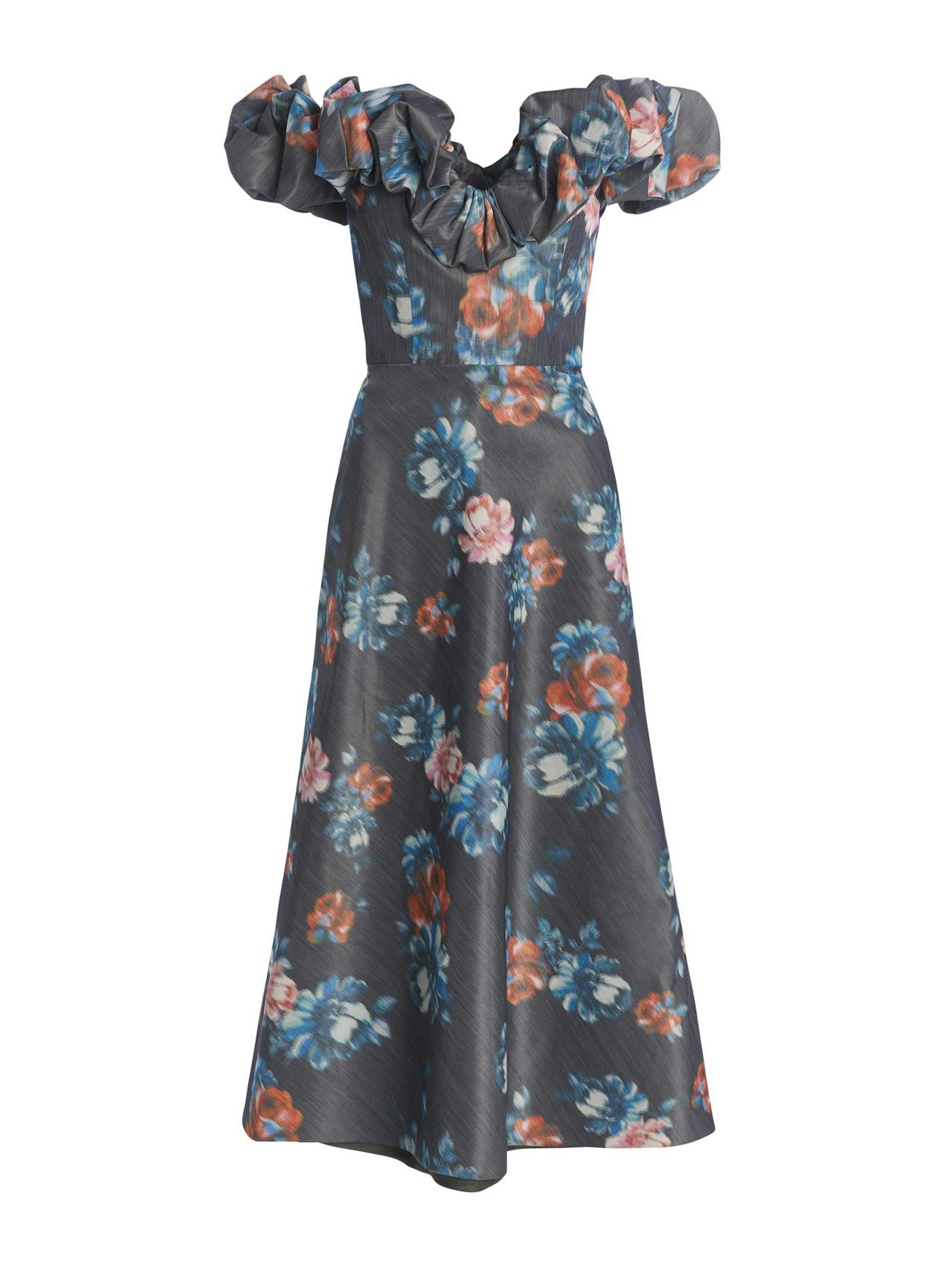 Dark floral ikat Giada midi dress
