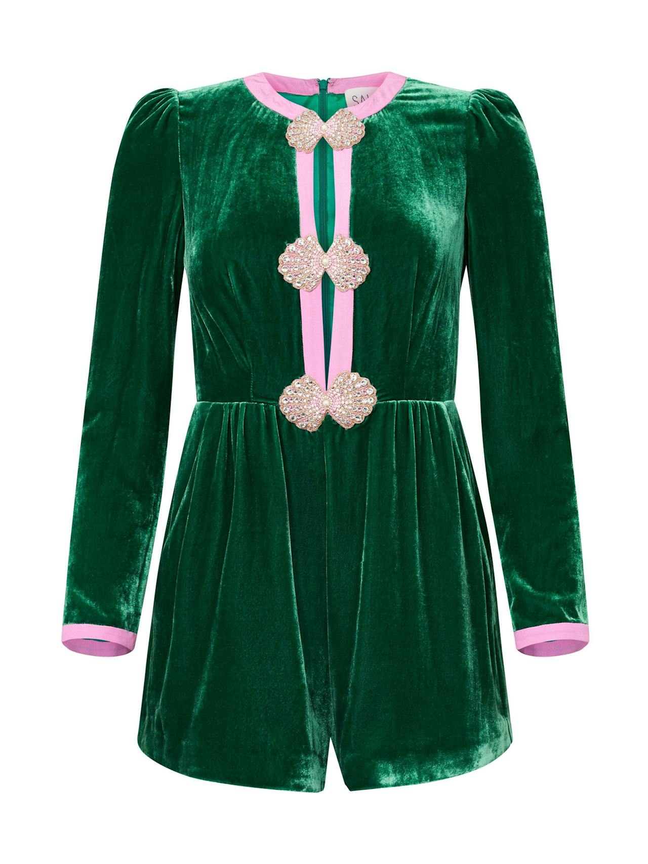 Emerald bows Camille playsuit