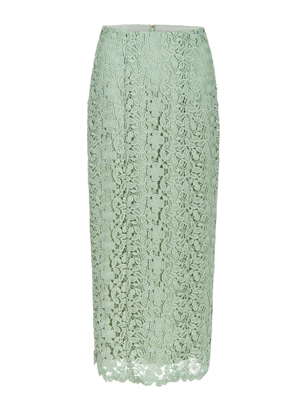 Green crochet lace Tammy skirt with back slit