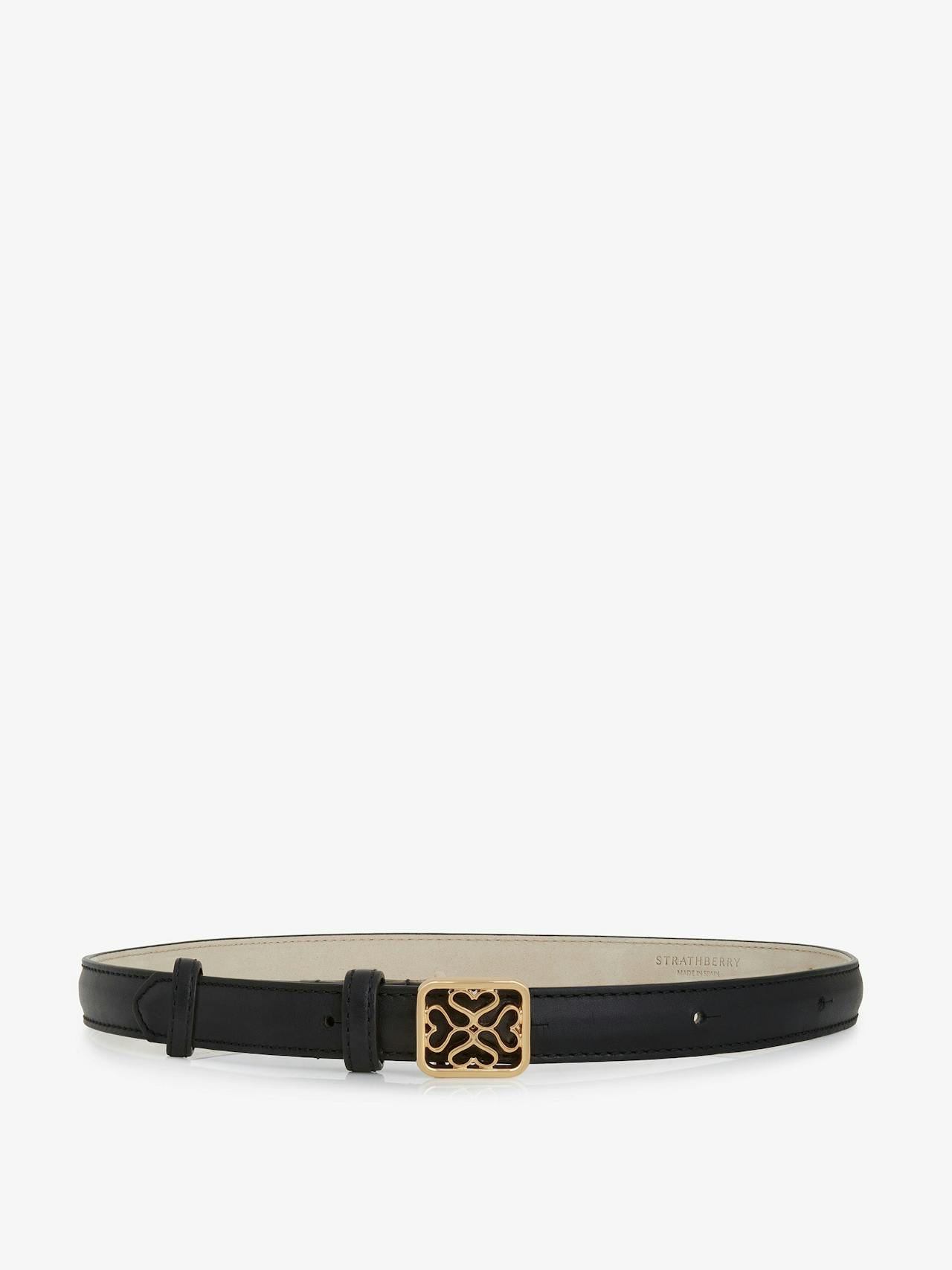 Black Strathberry Monogram thin buckle belt