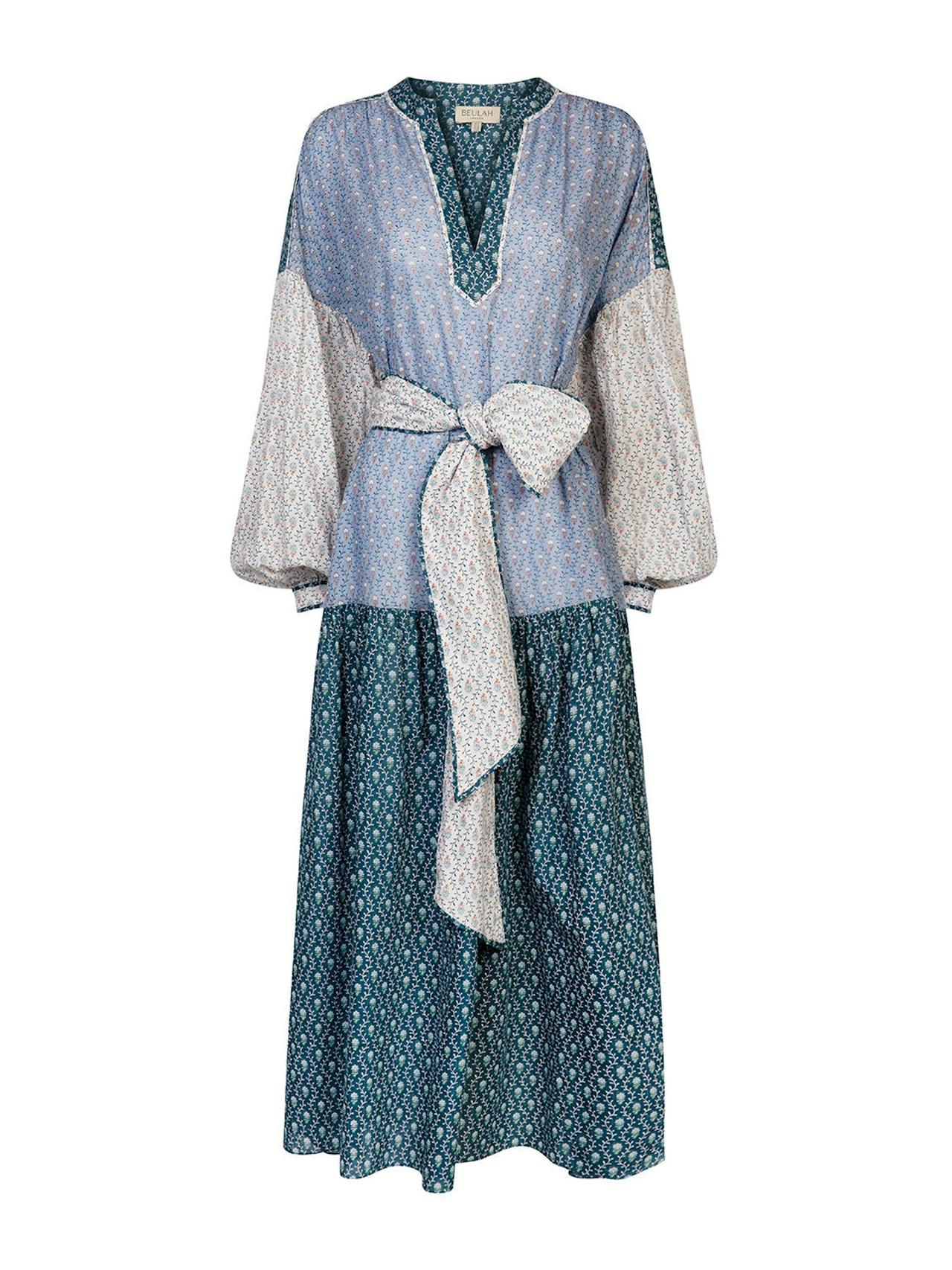 Larissa blue woodblock dress