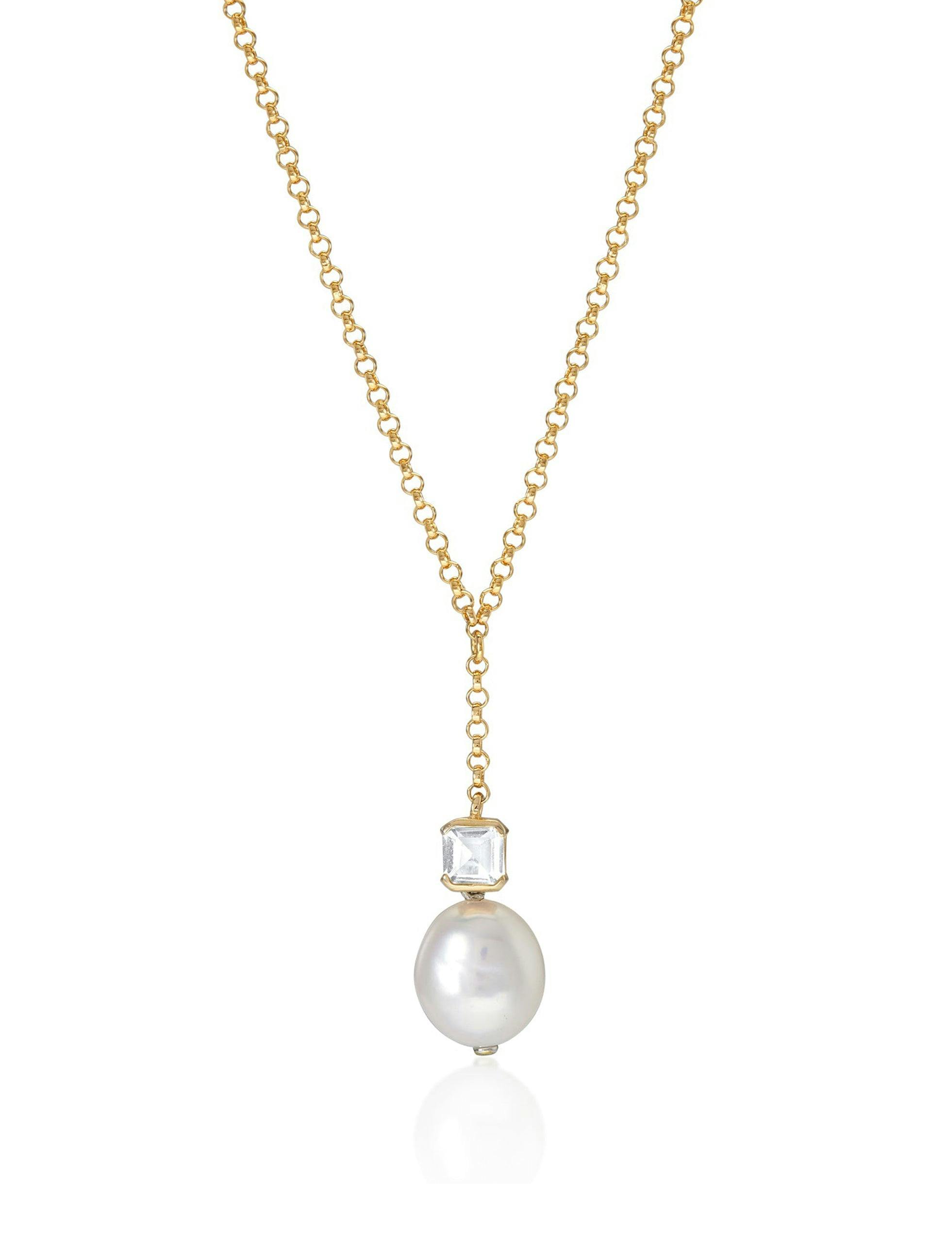 Bella baroque pearl necklace in gold and white topaz
