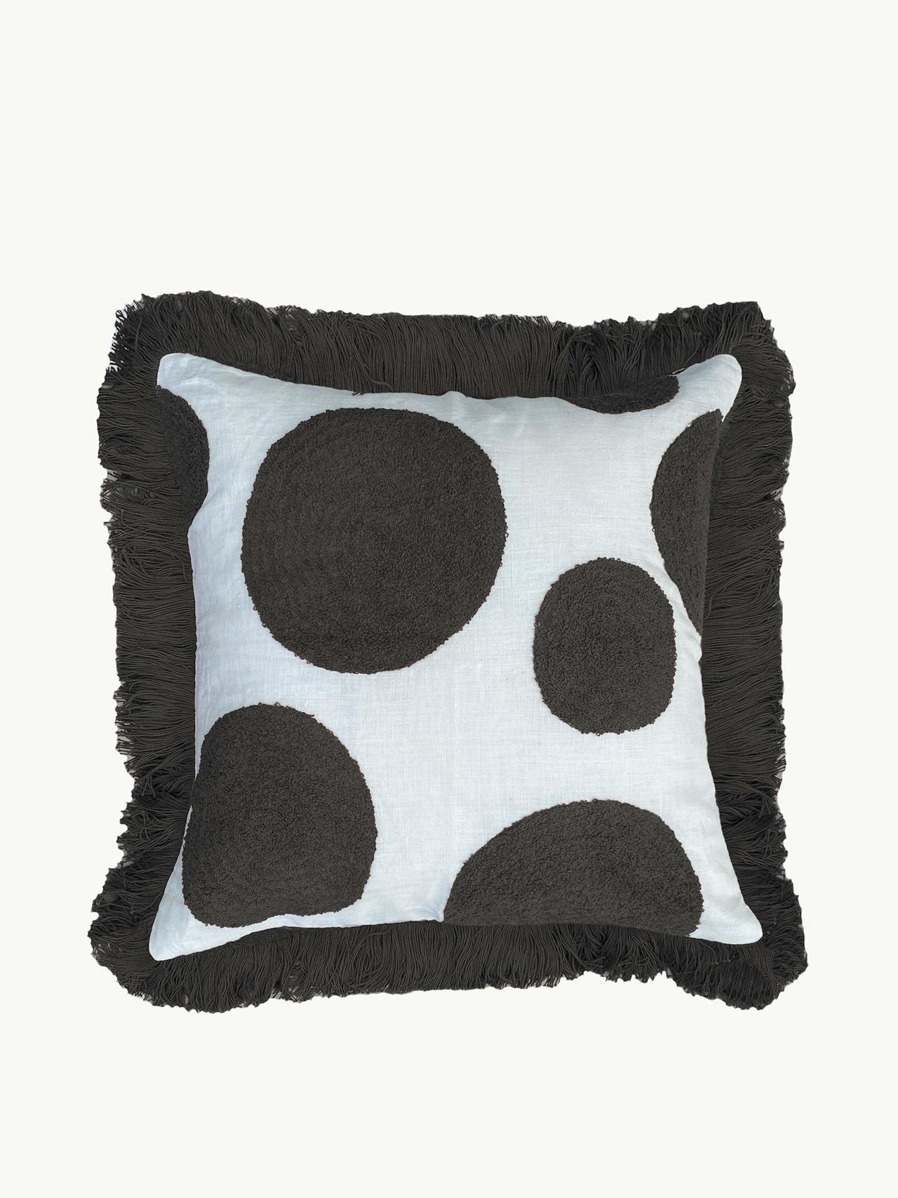Black tufted linen cushion cover