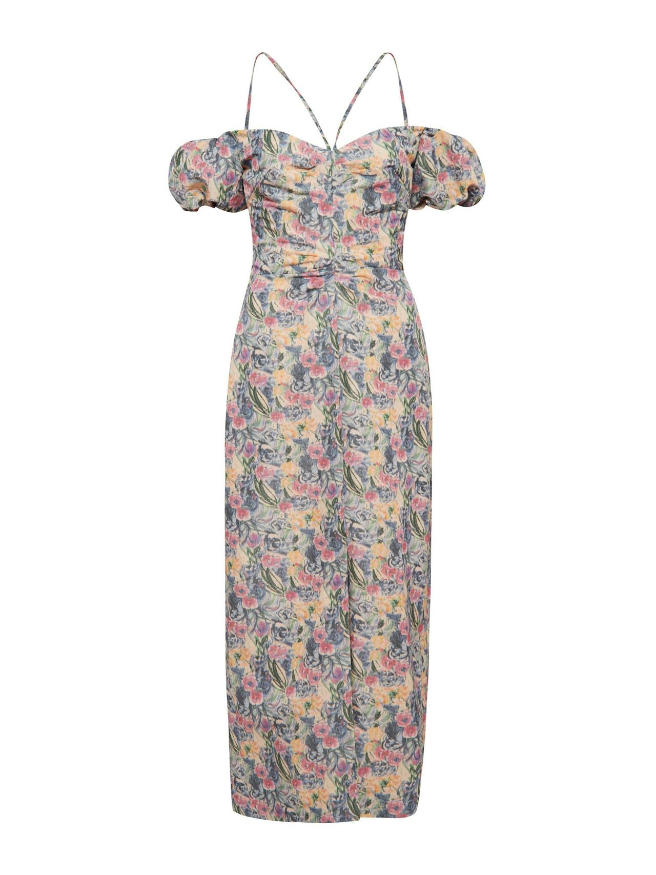 Watercolour floral ruched Palma dress