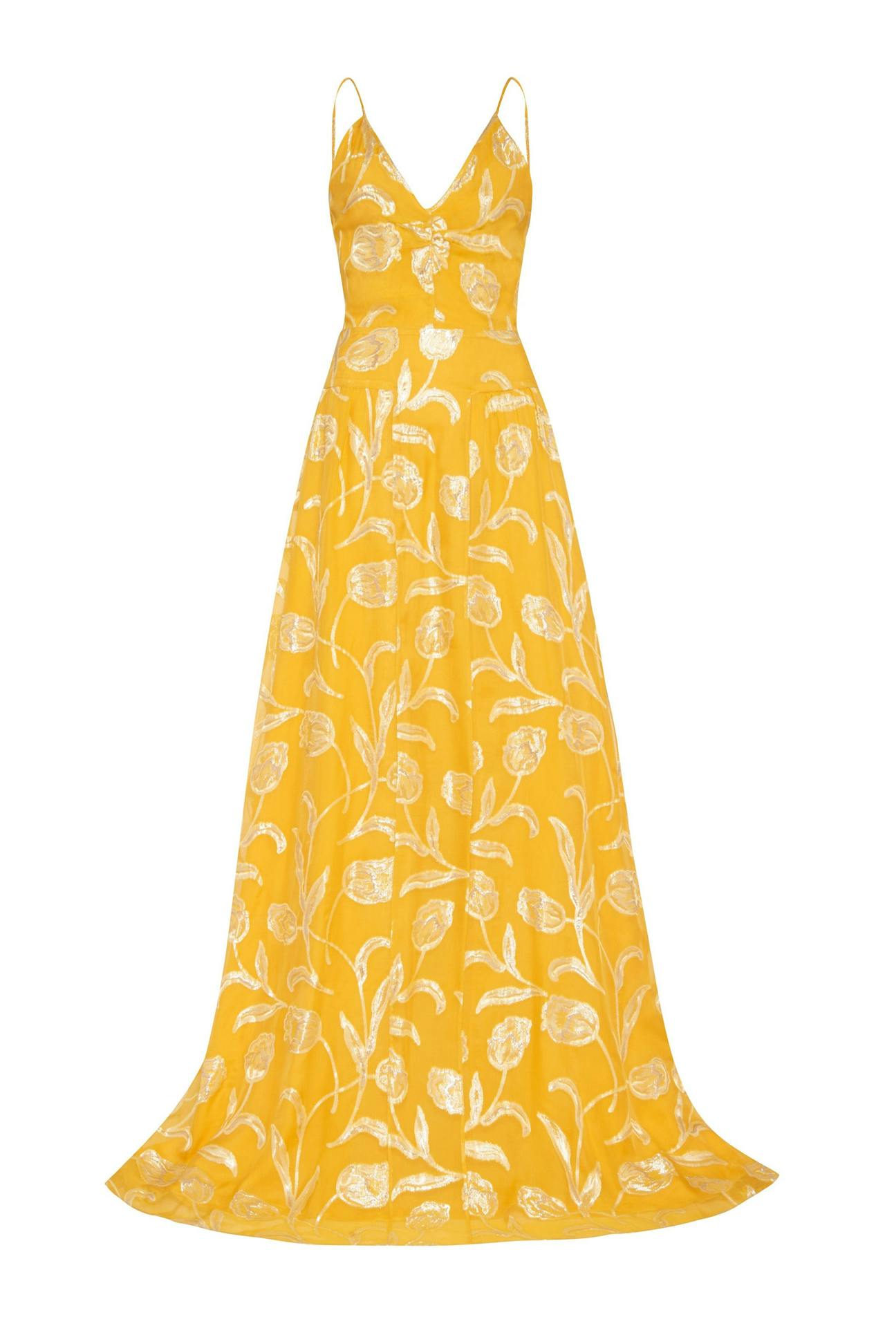 Yellow floral drop waist Marigold gown