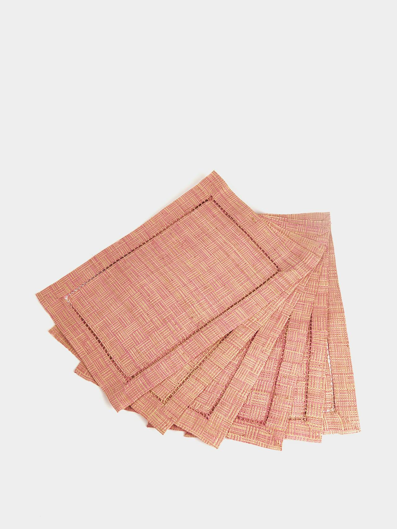Pink raffia placemats, set of 6