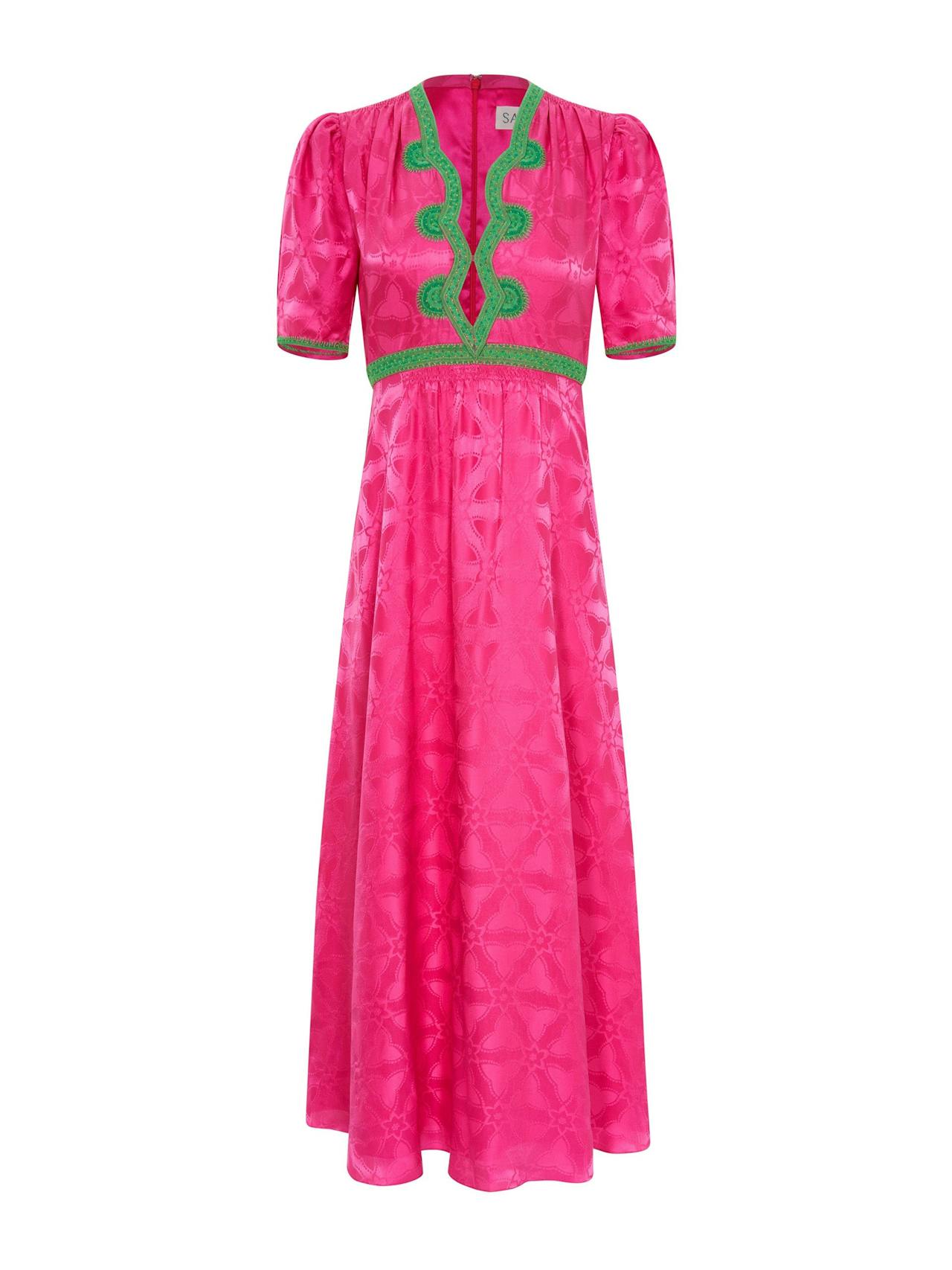 Honeysuckle pink embroidery Tabitha dress