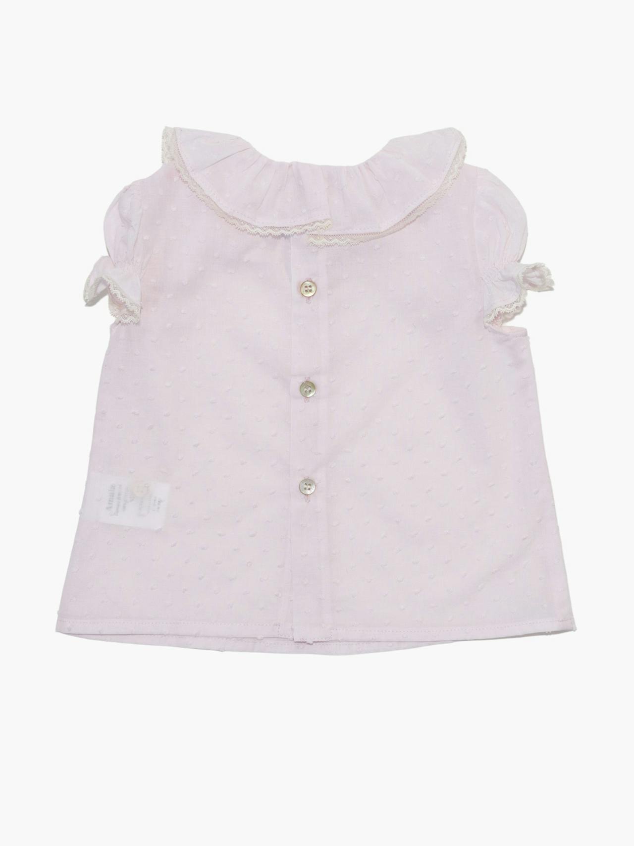 Pastel pink plumetis Amelia baby blouse