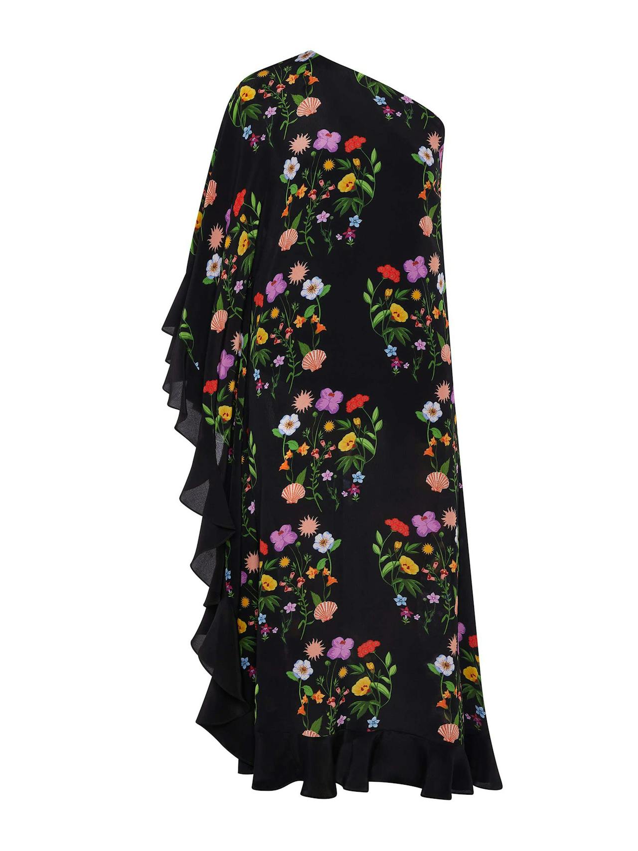 Terrazo flower black Ginger crepe midi dress