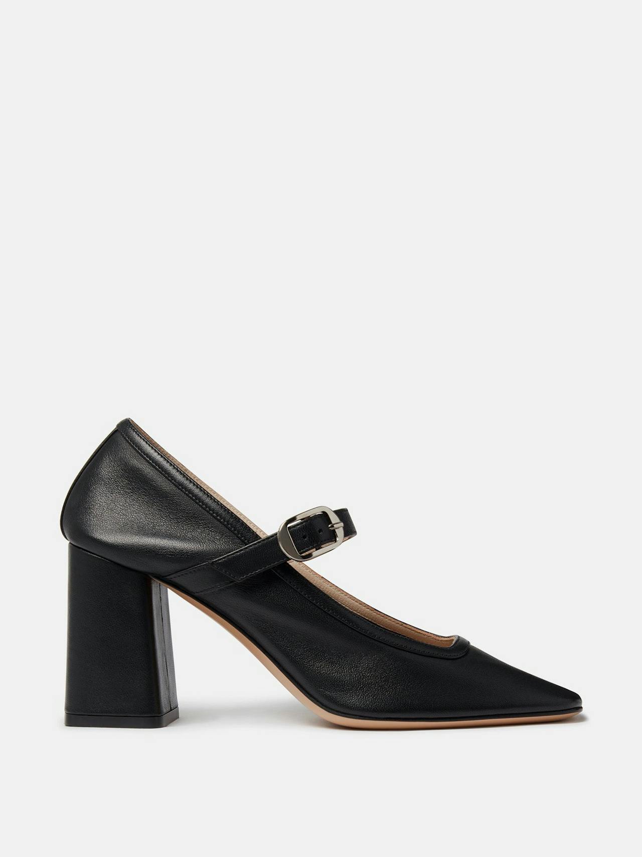 Black leather ballet Mary Jane pumps