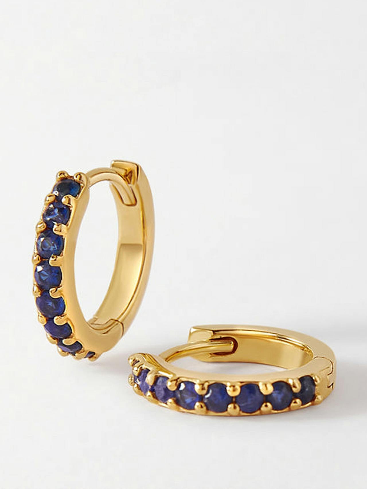 Blue sapphire pavé huggie earrings