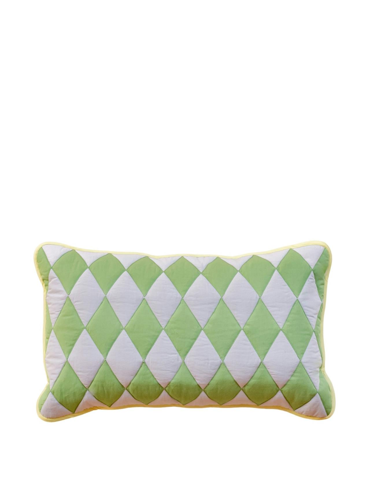 Green argyle cotton cushion cover