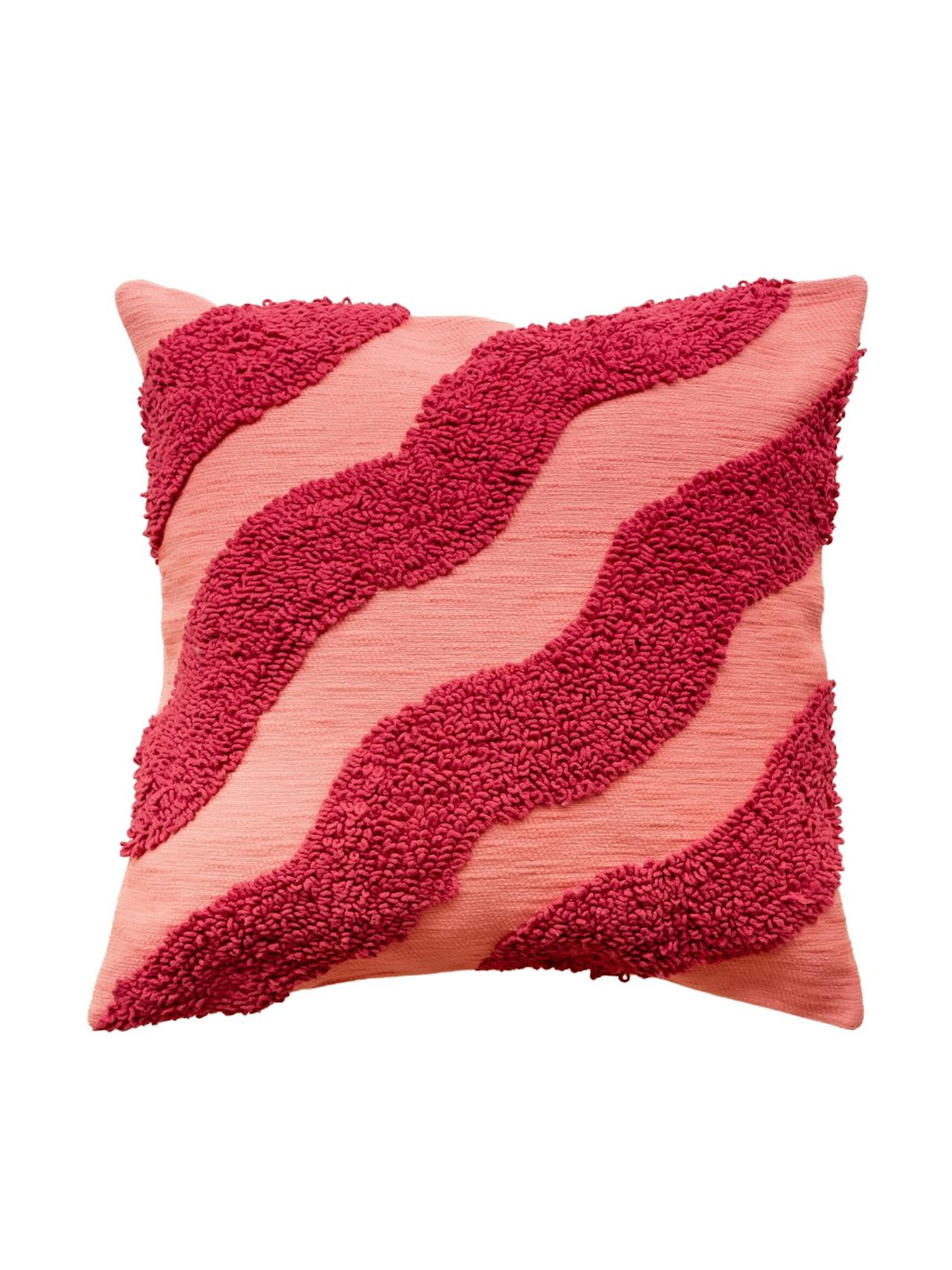 Textured magenta wave cotton cushion cover
