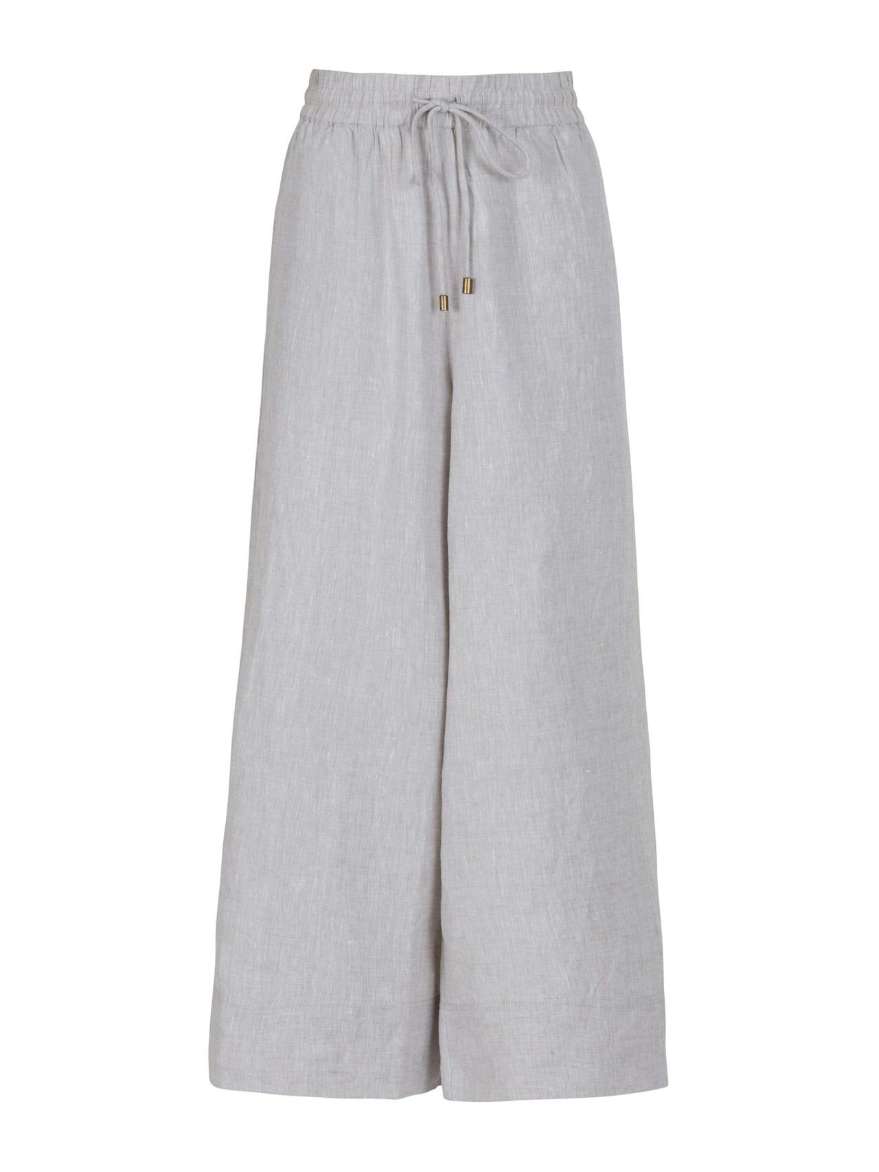 Doris stone linen cropped trousers