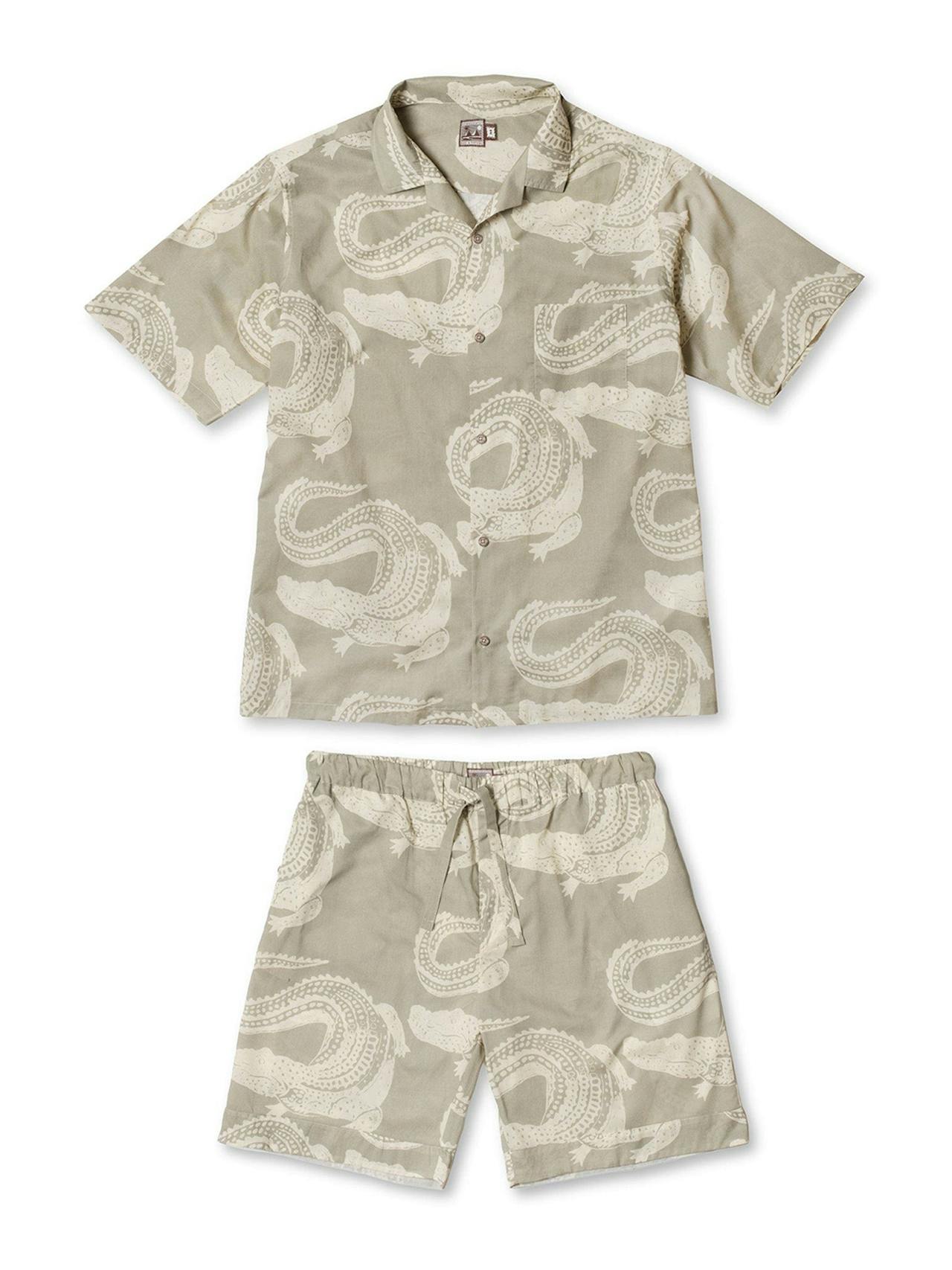 Men’s Croc print cuban shorts pyjama set