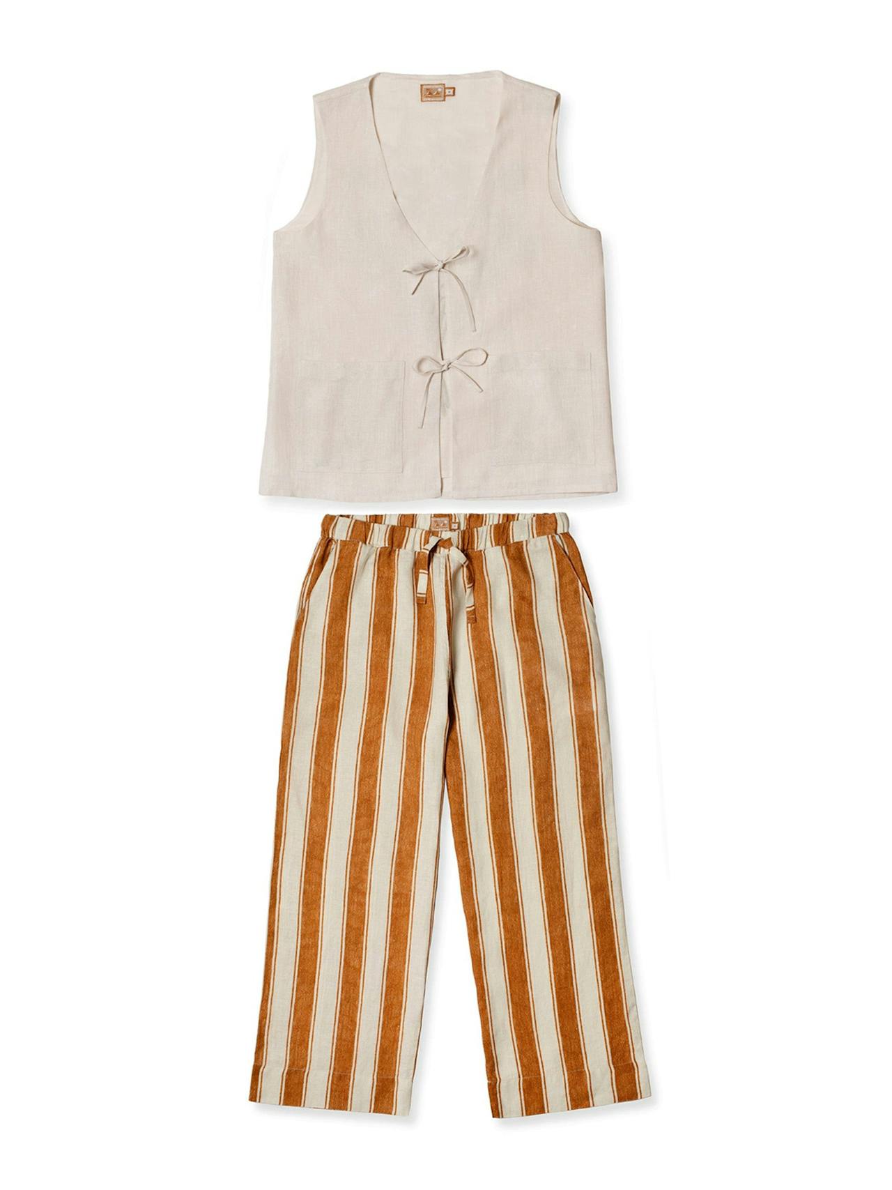 Waterlily/Feluka linen vest top and trouser set