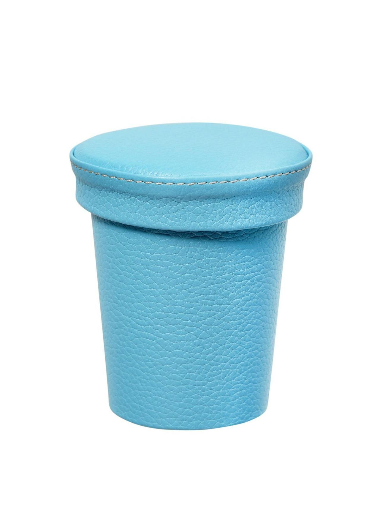 Chelsea leather dice cup in pale blue