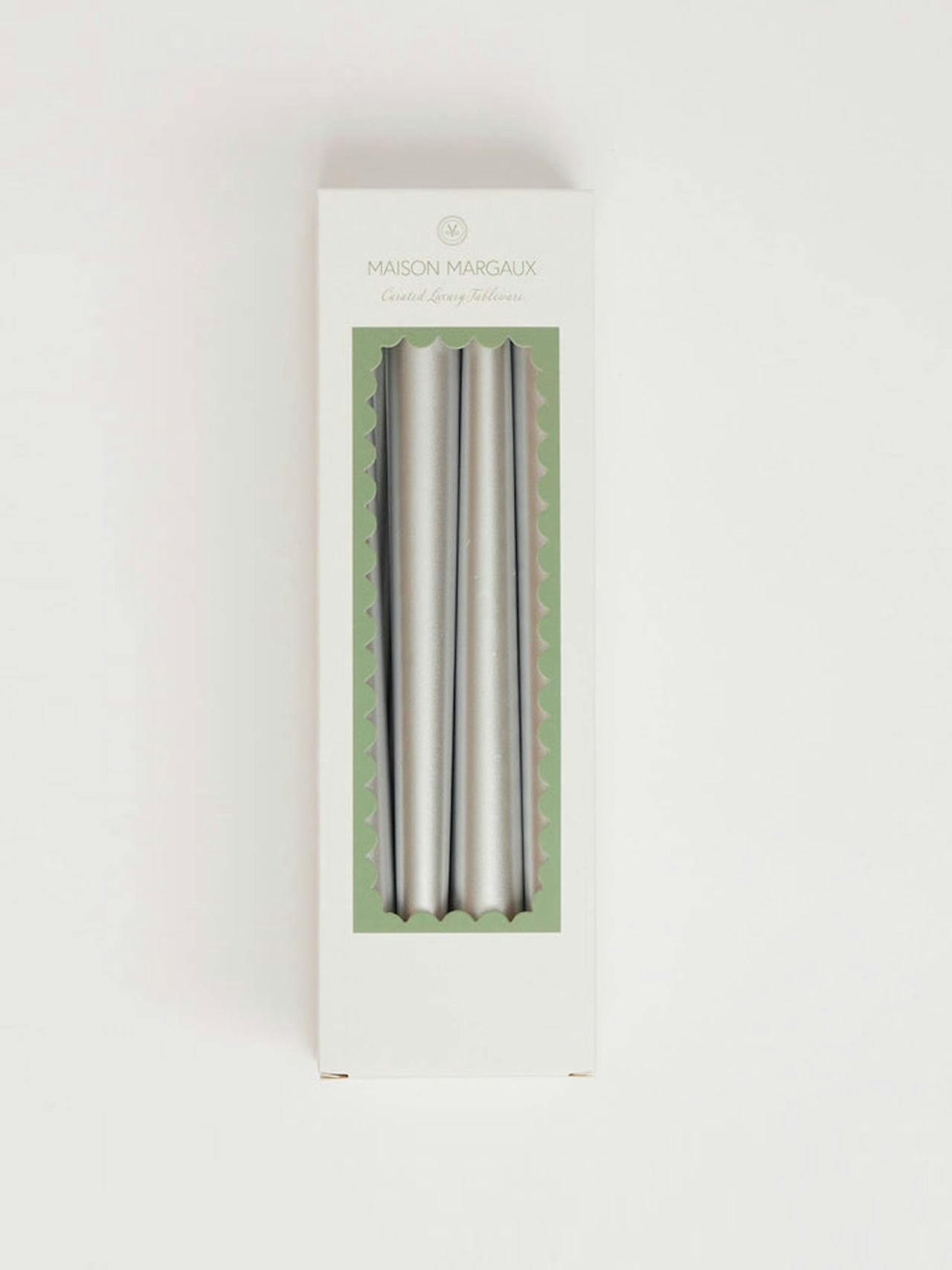 Silver tapered candles, set of 8