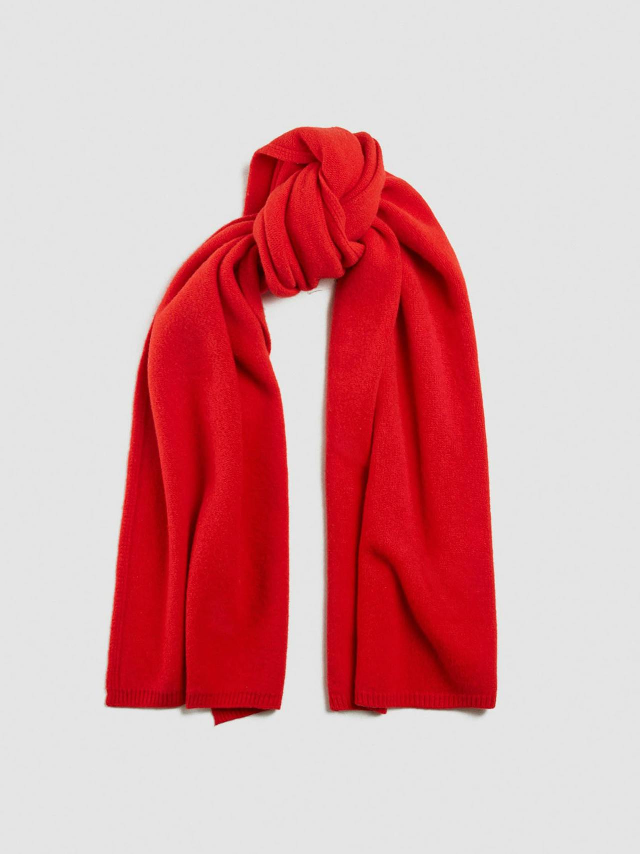 Poppy red felted Brea blanket scarf