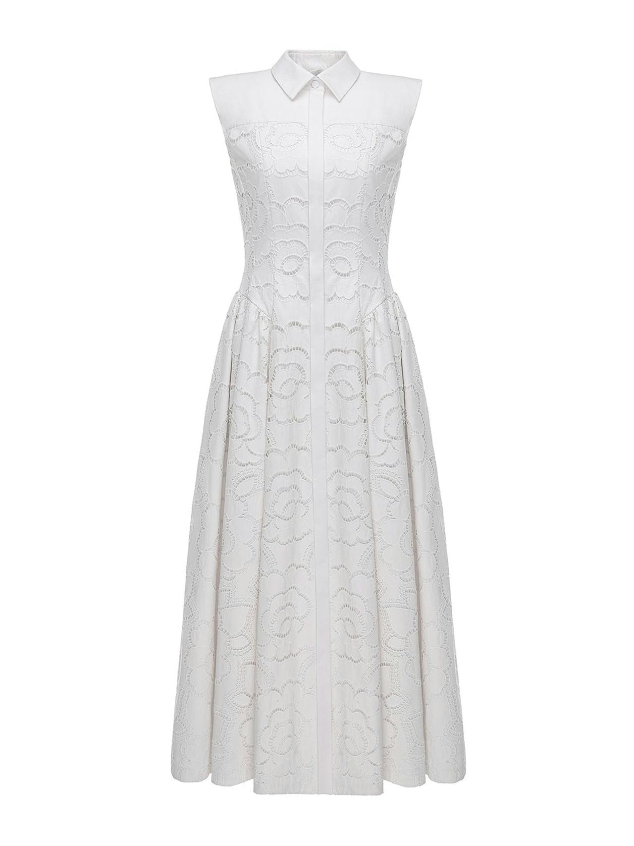 White embroidered cotton Alain dress