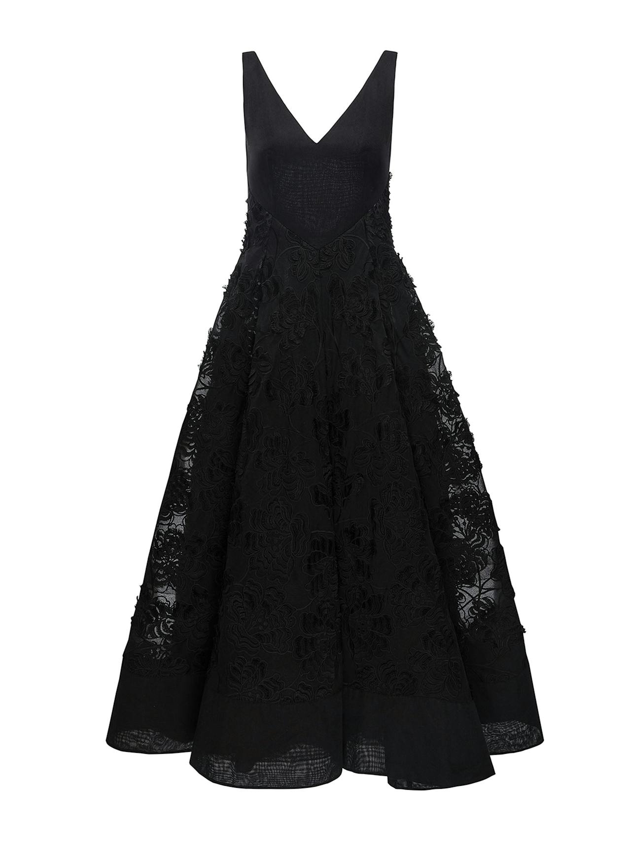 Black embroidered cotton Marianela dress