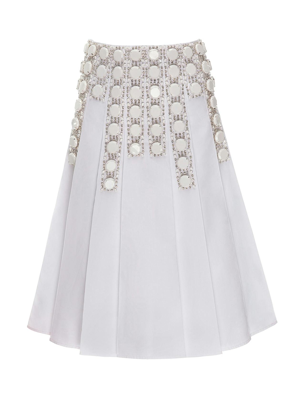 White embellished cotton Bernara skirt