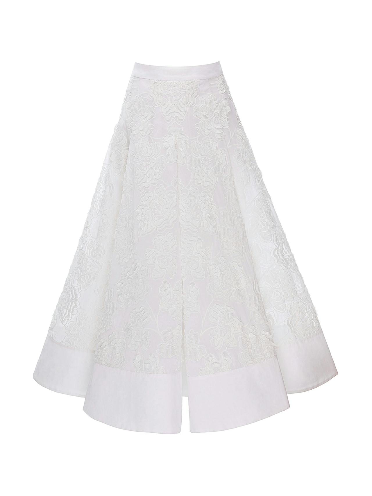 White embroidered cotton Rowena skirt
