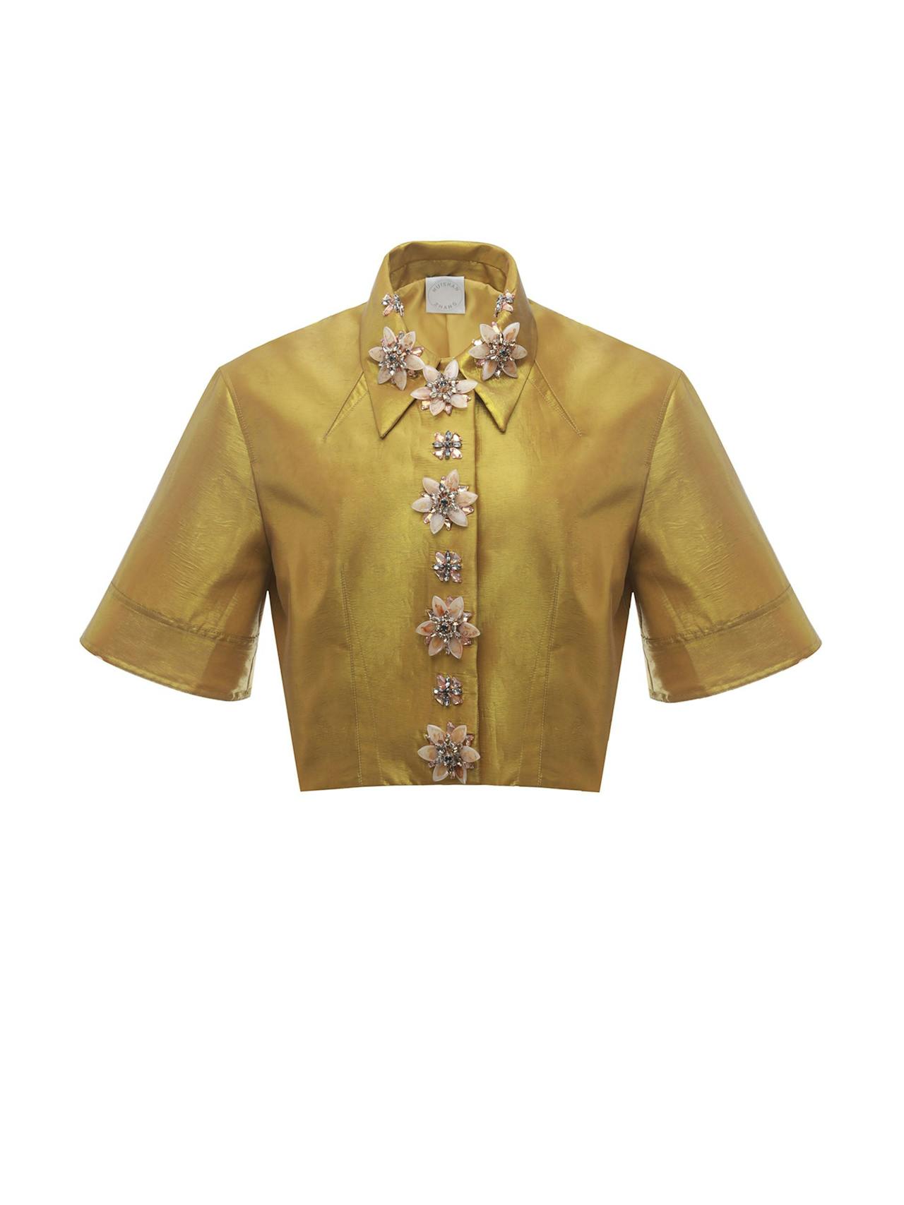 Gold embellished metallic taffeta Ninel jacket