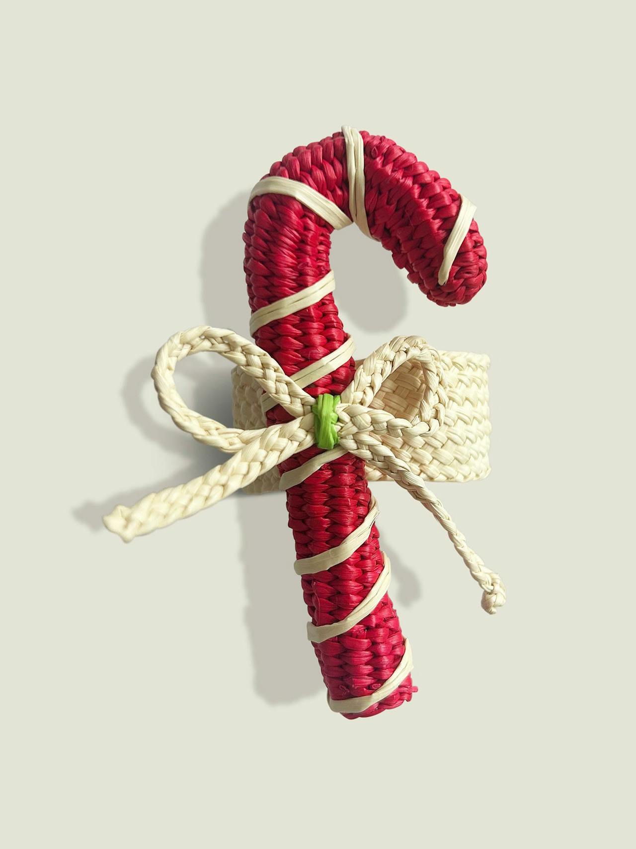 Palmito woven candy cane napkin rings (set of 4)