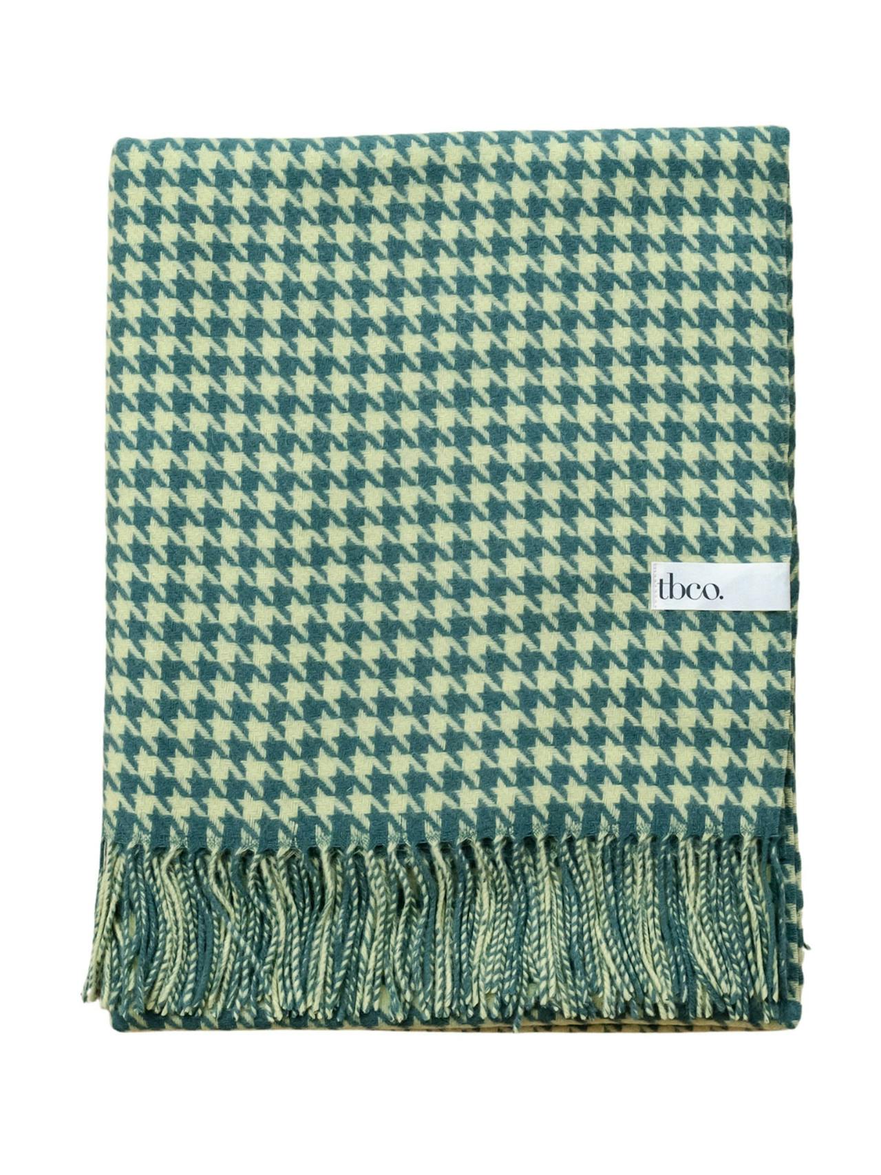 Lime houndstooth lambswool blanket