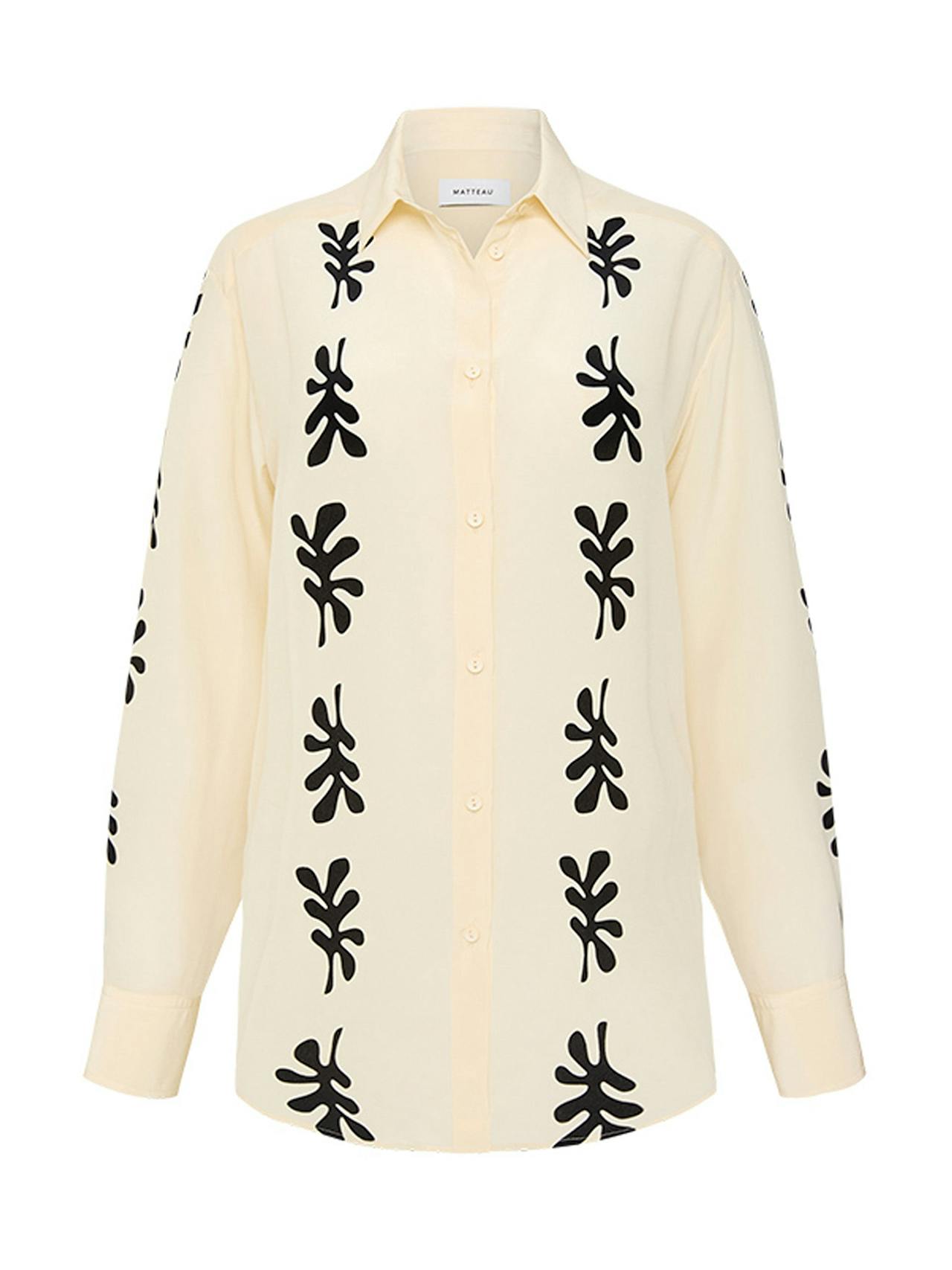 Ivory fig leaf long sleeve shirt