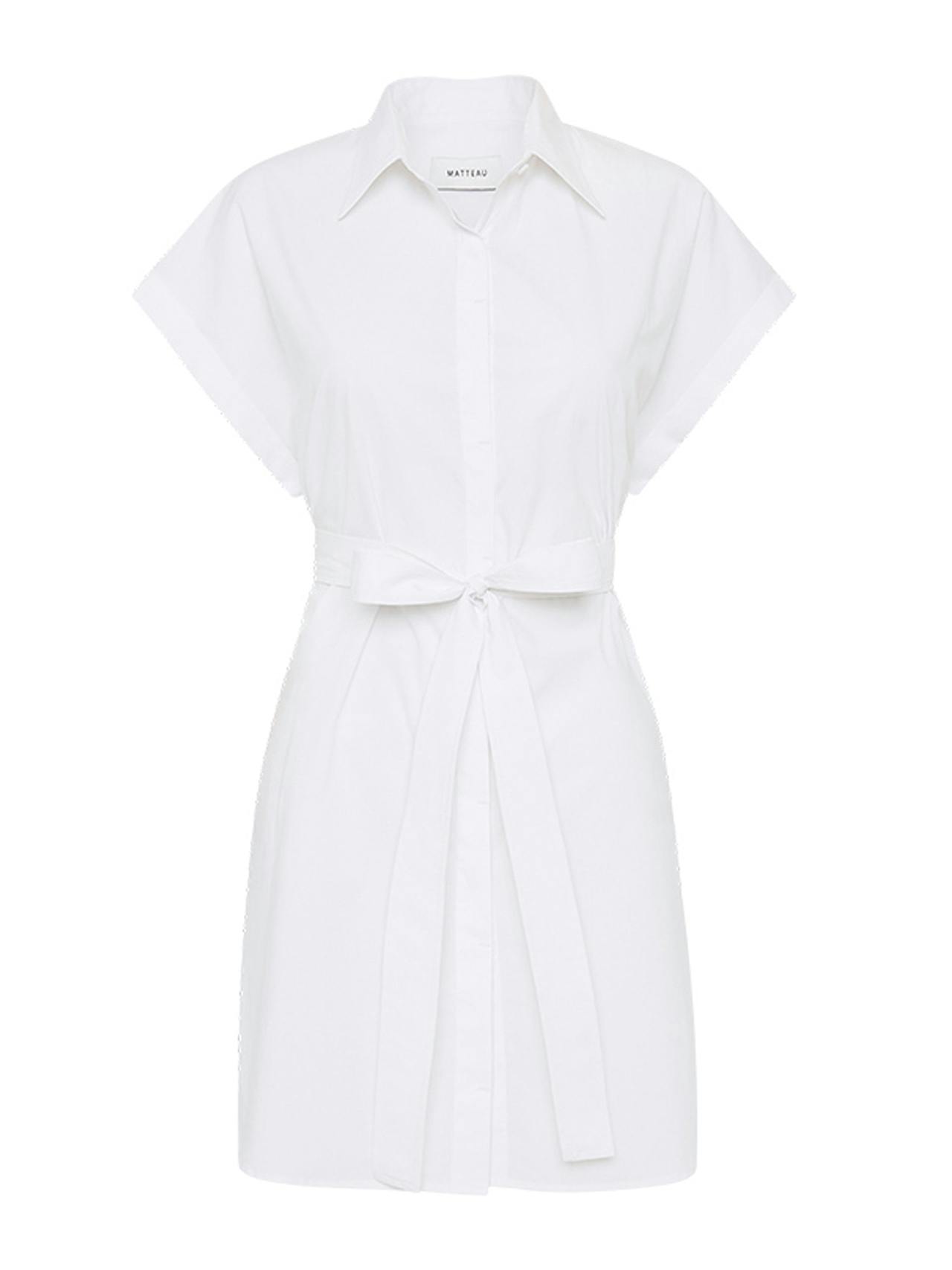 White mini shirt dress