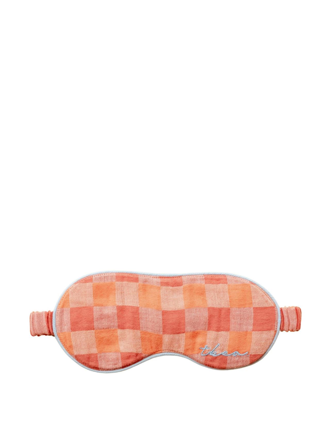 Apricot checkerboard cotton eye mask