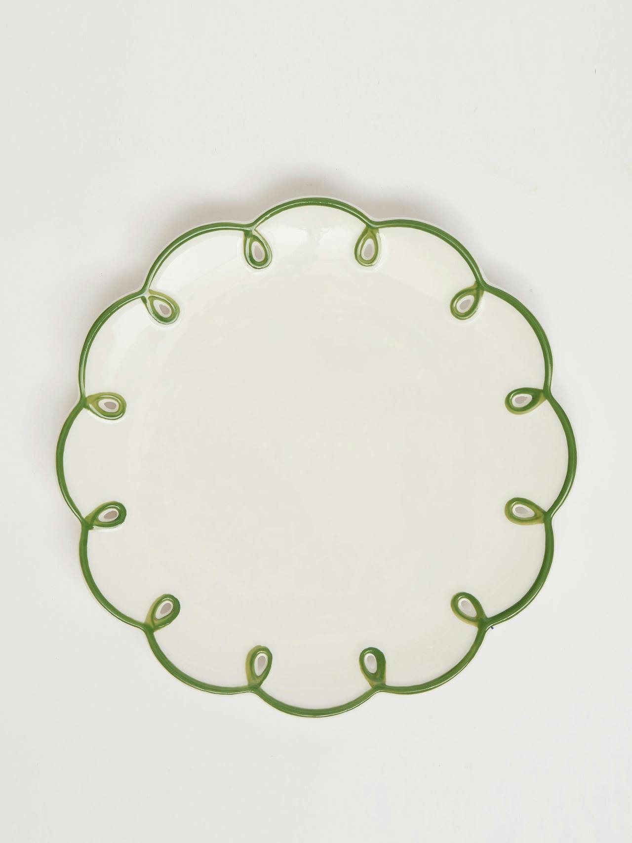 Green edged squiggle starter plates, set of 4