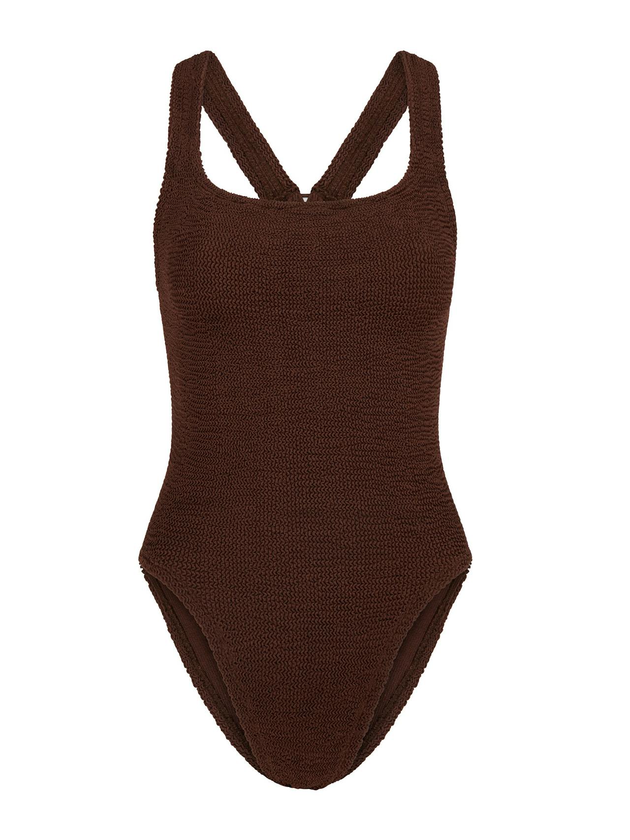 Metallic chocolate-brown Maya swimsuit