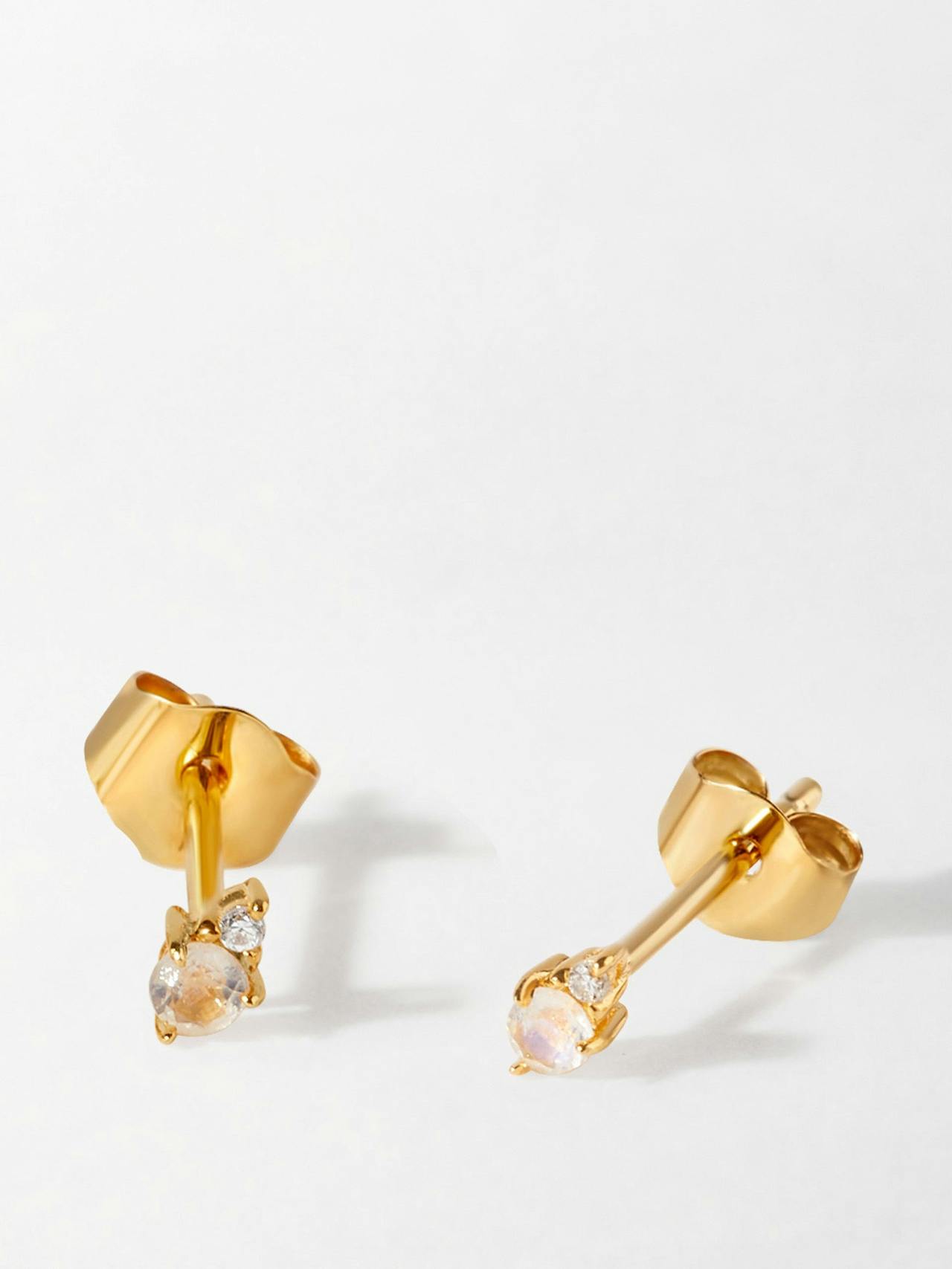 Moonstone diamond stud earrings