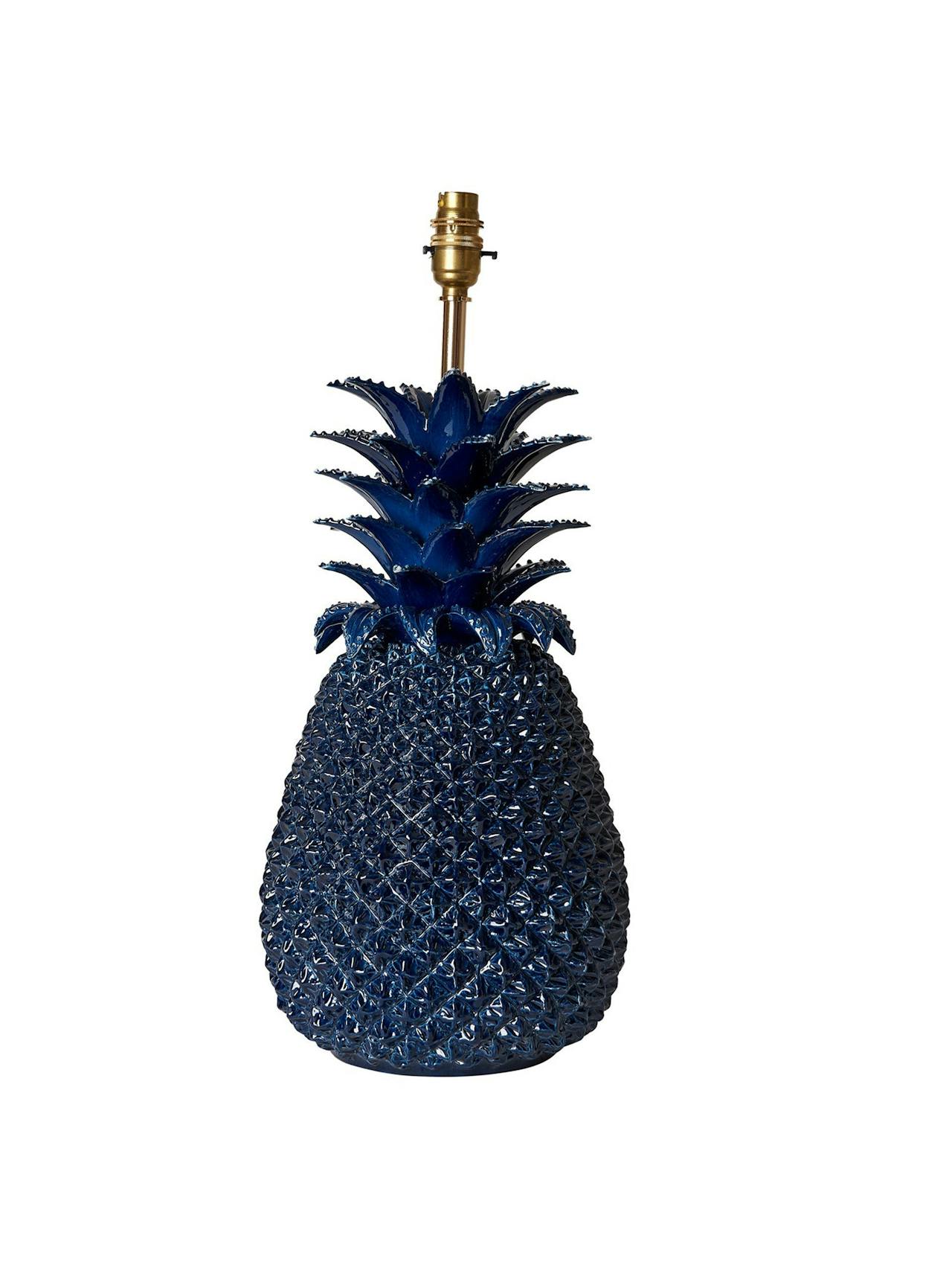 Indigo pineapple ceramic lamp base