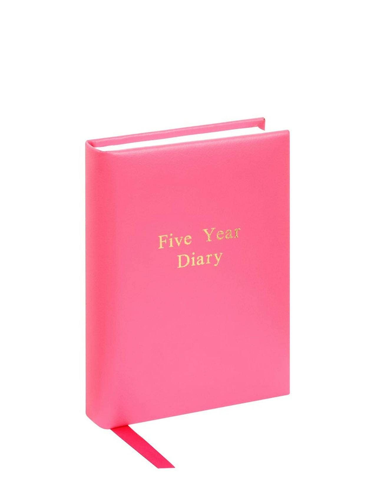 Pink leather five year diary