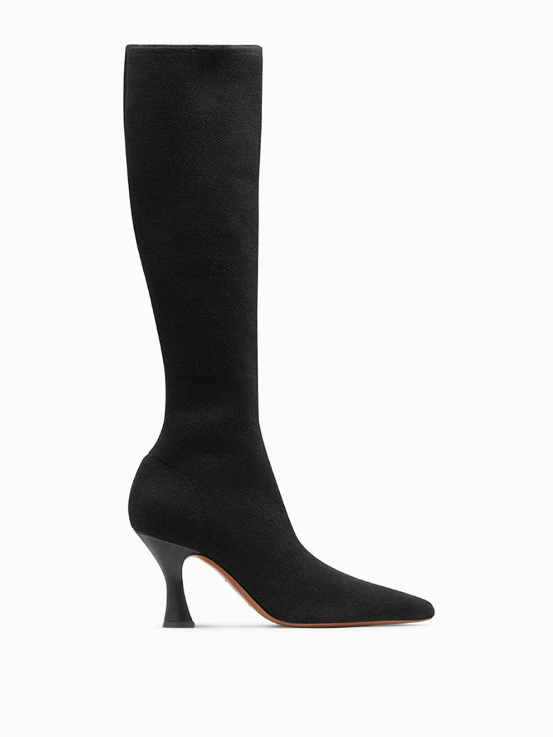 Black knit Ran under the knee boot