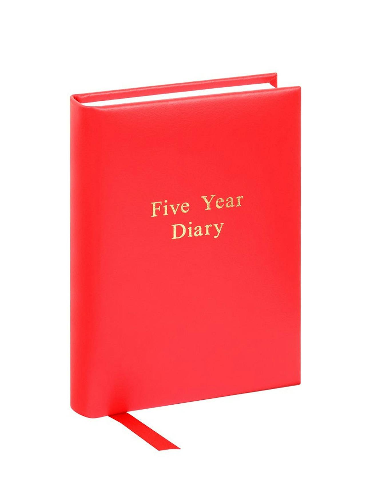 Red leather five year diary