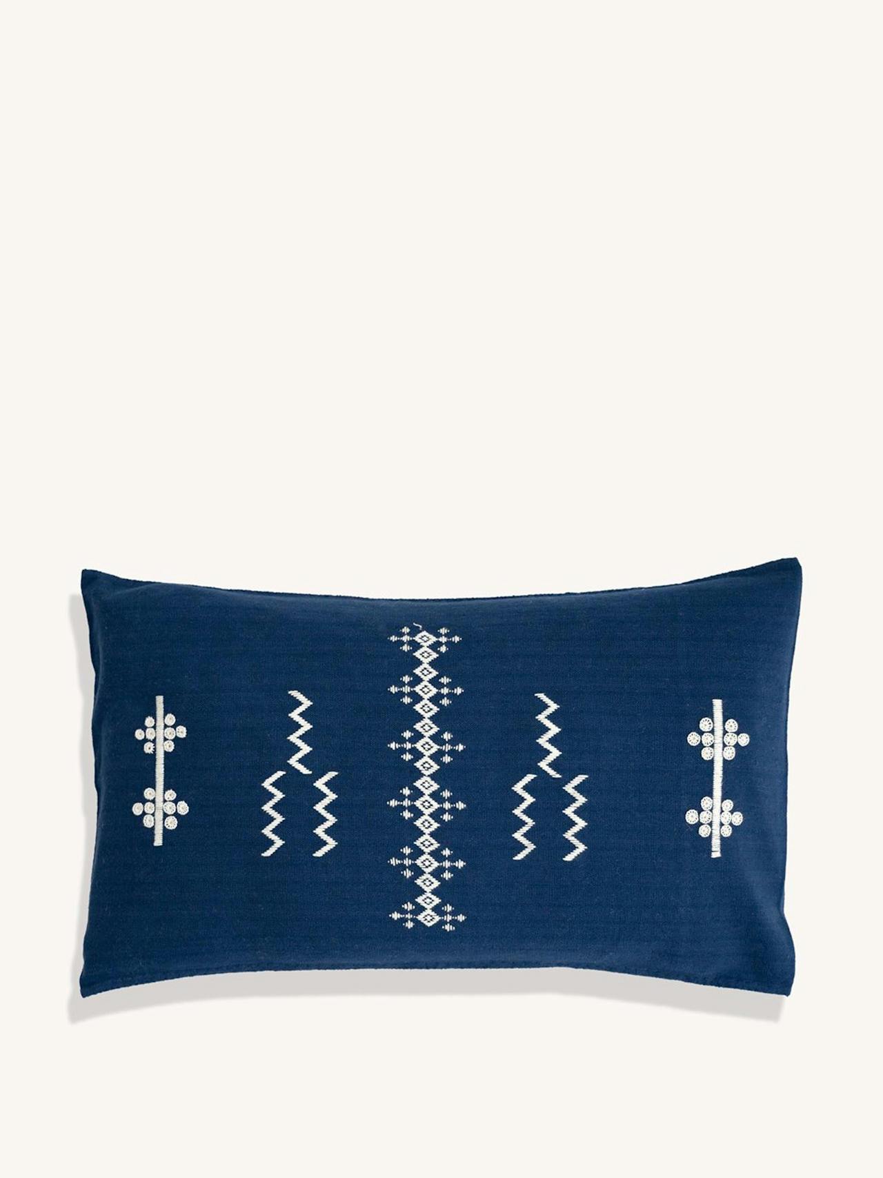 Navy Jazmin hand embroidered cushion cover
