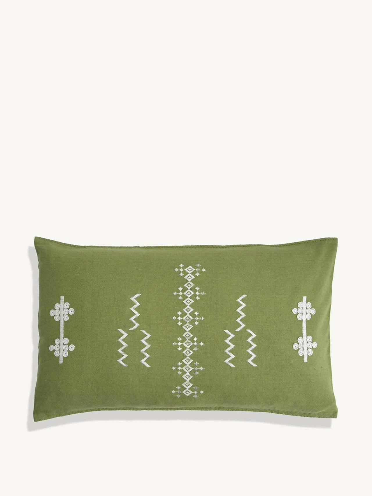 Green Jazmin hand embroidered cushion cover